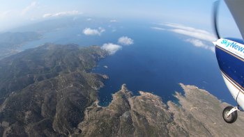 Flying over the Costa Brava in Catalonia, Spain