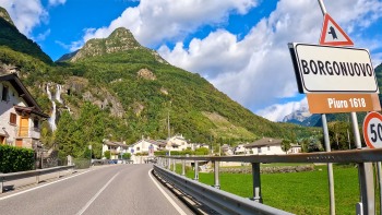 Majestic Acquafraggia Falls in Borgonuovo, Province of Sondrio - Italy