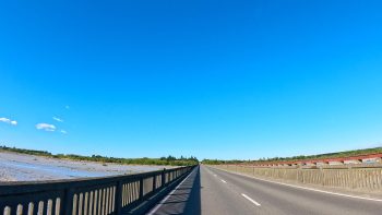 Crossing the Rakaia River in New Zealand