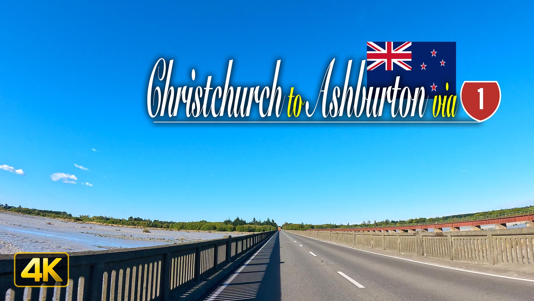 Driving from Christchurch to Ashburton on New Zealands South Island