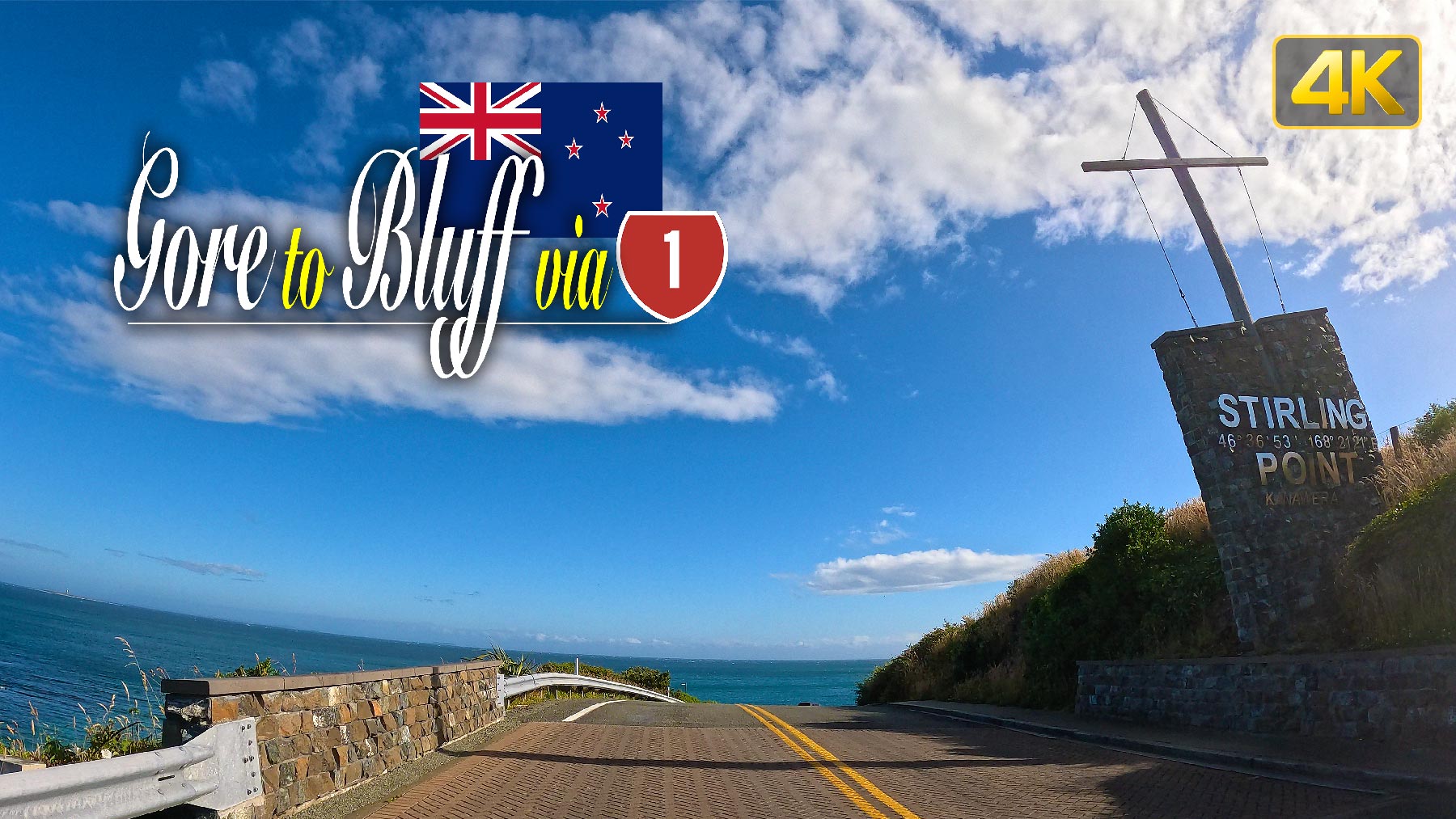 Driving from Gore to Bluff on New Zealand's South Island